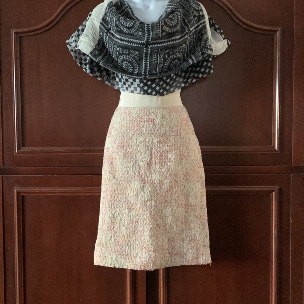 SOLD J. Crew worn ONCE textured multicolor cream semi formal skirt